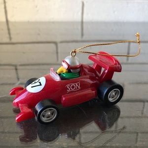 American Greeting 1997 Son Racecar Christmas Ornament Forget Me Not Red Vintage